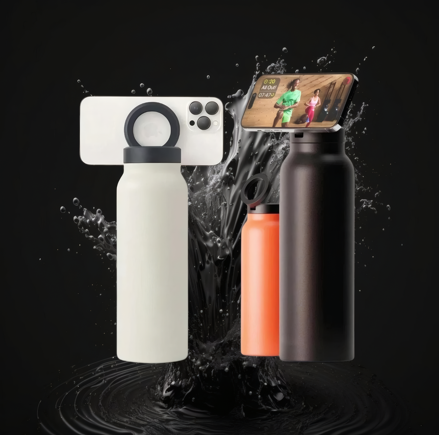 Water Bottle with MagSafe Phone Holder